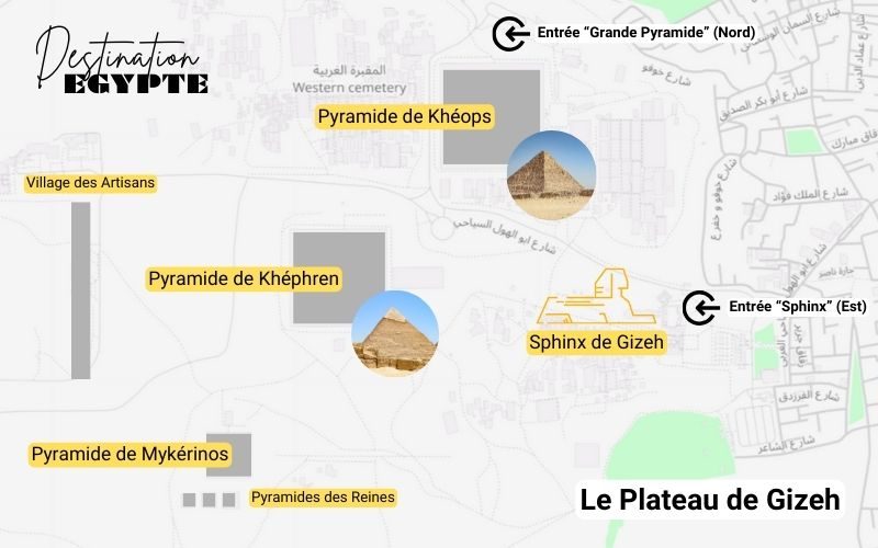 plan du plateau des pyramides de gizeh